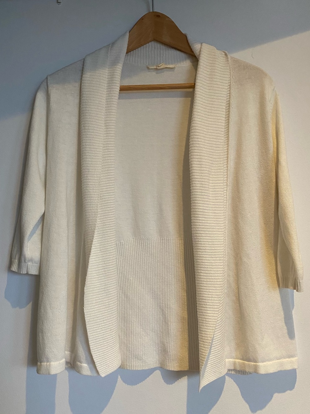 Esprit Cream Open Cardigan with Ribbed Shawl Collar